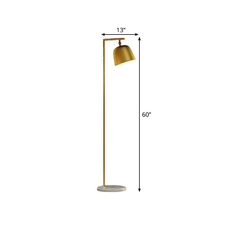 Minimal Bucket Reading Floor Light Metal 1-Light Bedroom Floor Reading Lighting in Black/Gold Clearhalo 'Floor Lamps' 'Lamps' Lighting' 1781574