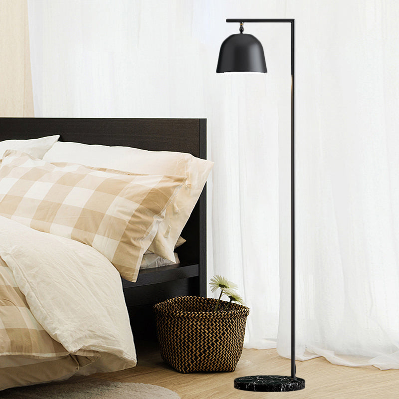 Minimal Bucket Reading Floor Light Metal 1-Light Bedroom Floor Reading Lighting in Black/Gold Clearhalo 'Floor Lamps' 'Lamps' Lighting' 1781577