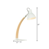 1 Light Study Room Reading Light Simple Black/White Finish Wood Desk Lighting with Domed Metallic Shade Clearhalo 'Lamps' 'Table Lamps' Lighting' 1781597
