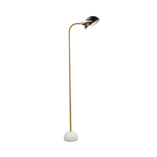 Brass Dome Floor Lamp Contemporary 1 Light Metallic Reading Floor Lighting with Adjustable Head Clearhalo 'Floor Lamps' 'Lamps' Lighting' 1781736