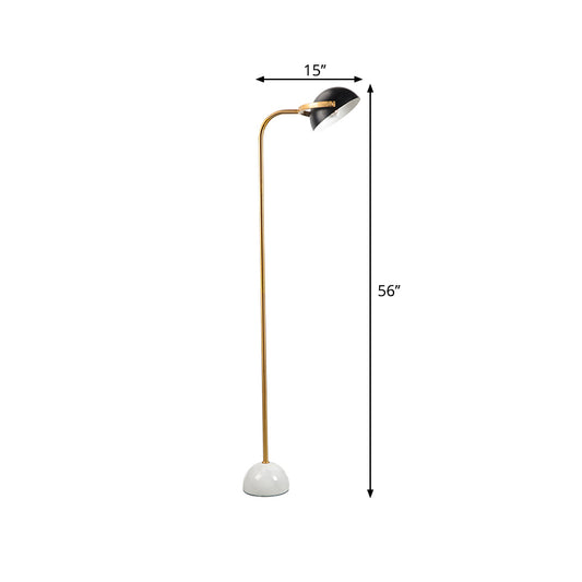 Brass Dome Floor Lamp Contemporary 1 Light Metallic Reading Floor Lighting with Adjustable Head Clearhalo 'Floor Lamps' 'Lamps' Lighting' 1781737