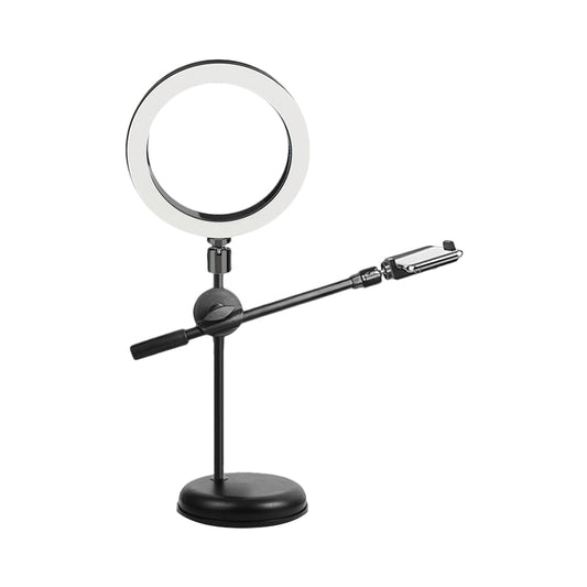 Metallic Ring LED Mirror Light Minimal Black Finish USB Fill Lighting with Mobile Phone Holder Design Black USB Clearhalo 'Cast Iron' 'Glass' 'Industrial' 'Modern wall lights' 'Modern' 'Tiffany' 'Traditional wall lights' 'Vanity Lights' 'Wall Lights' Lighting' 1781747