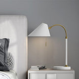 Minimal 1 Bulb Night Table Light Black/White Conic Pull Chain Nightstand Lamp with Metal Shade Clearhalo 'Lamps' 'Table Lamps' Lighting' 1781857