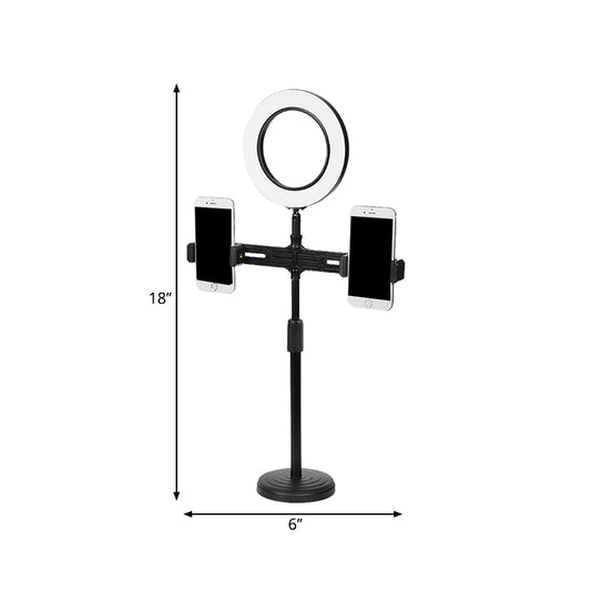Metal Circle Shaped Make-Up Lamp Modernist LED Fill Lighting in Black with USB Port Clearhalo 'Cast Iron' 'Glass' 'Industrial' 'Modern wall lights' 'Modern' 'Tiffany' 'Traditional wall lights' 'Vanity Lights' 'Wall Lights' Lighting' 1781877