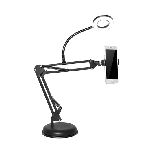 Metal Ring Vanity Lighting Contemporary LED Black Fill Flush Lamp with Adjustable Arm Clearhalo 'Cast Iron' 'Glass' 'Industrial' 'Modern wall lights' 'Modern' 'Tiffany' 'Traditional wall lights' 'Vanity Lights' 'Wall Lights' Lighting' 1781950