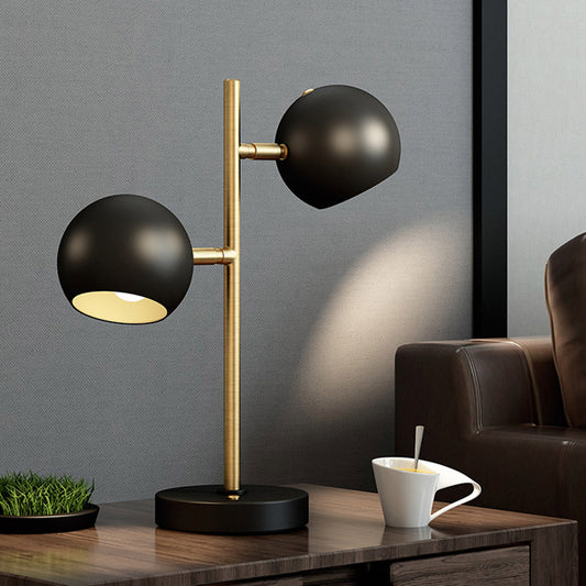 Black Spherical Table Light Modern Style 2 Heads Metal Night Lighting for Bedroom Black Clearhalo 'Lamps' 'Table Lamps' Lighting' 1781969