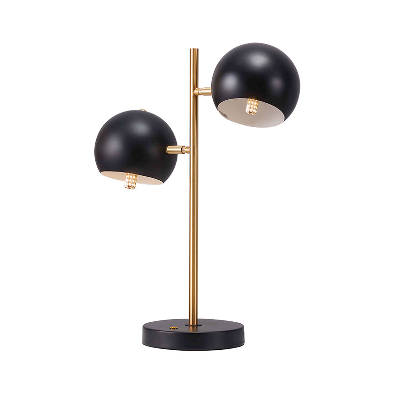 Black Spherical Table Light Modern Style 2 Heads Metal Night Lighting for Bedroom Clearhalo 'Lamps' 'Table Lamps' Lighting' 1781971