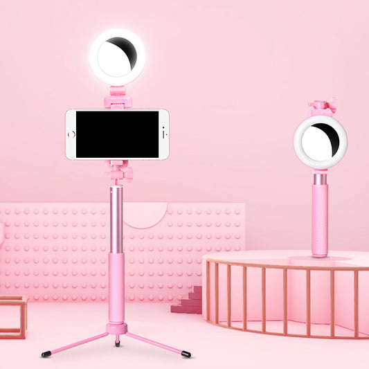 Modernist LED Mirror Lighting Pink Circle USB Fill Lamp with Metallic Shade, Mobile Phone Holder Design Clearhalo 'Cast Iron' 'Glass' 'Industrial' 'Modern wall lights' 'Modern' 'Tiffany' 'Traditional wall lights' 'Vanity Lights' 'Wall Lights' Lighting' 1782010