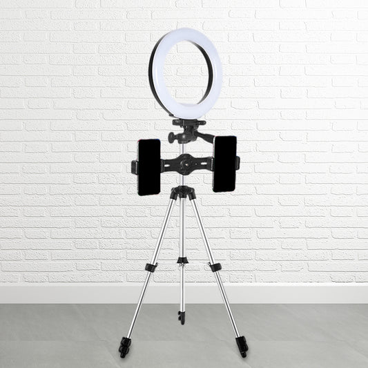 Circle Metallic Vanity Lighting Modern Style Black USB LED Fill Flash Light with Tripod Design Black USB A Clearhalo 'Cast Iron' 'Glass' 'Industrial' 'Modern wall lights' 'Modern' 'Tiffany' 'Traditional wall lights' 'Vanity Lights' 'Wall Lights' Lighting' 1782052