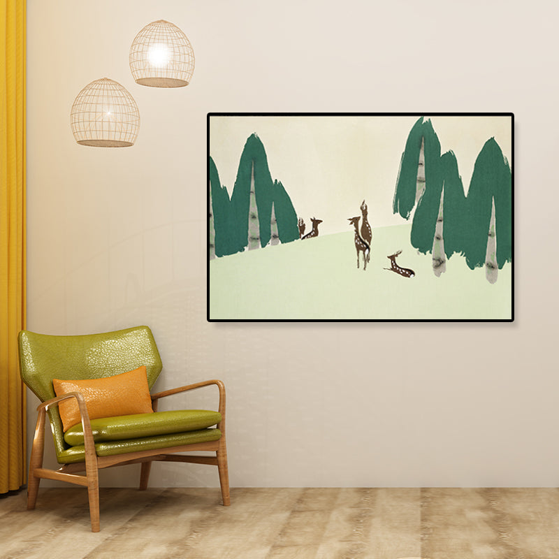 Pastel Mountain Canvas Wall Art Nature Scenery Asian Textured Wall Decor for Room Clearhalo 'Arts' 'Canvas Art' 1782147