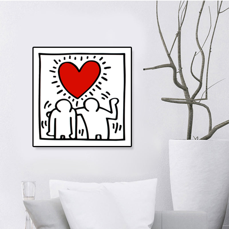 Comic Figure Drawing Wall Art Modern Funny Graffiti Canvas Print in Bright Color