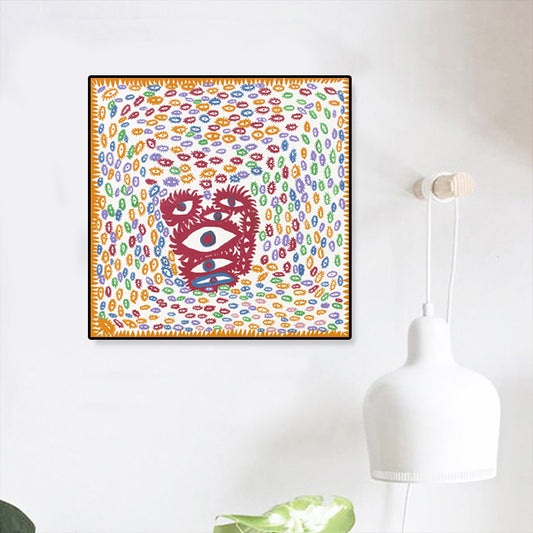 Funky the Eyes Art Print Leinwand strukturierte gelbe Wanddekoration für Wohnzimmer, mehrere Größen