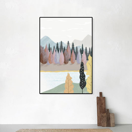 Childrens Art Forest Canvas Print Blue and Grey Scenery Wall Decor for Living Room Clearhalo 'Art Gallery' 'Canvas Art' 'Kids' Arts' 1782425