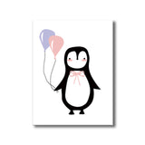 Penguin with Balloon Wall Decor Children's Art Textured Canvas Print in Black for Bedroom Clearhalo 'Art Gallery' 'Canvas Art' 'Kids' Arts' 1782492