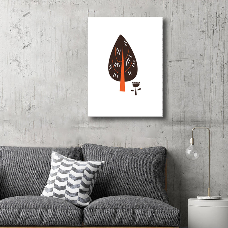 Scandinavian Style Upright Tree Canvas Print Botanical View Wall Art Decor in Brown Clearhalo 'Arts' 'Canvas Art' 1782534