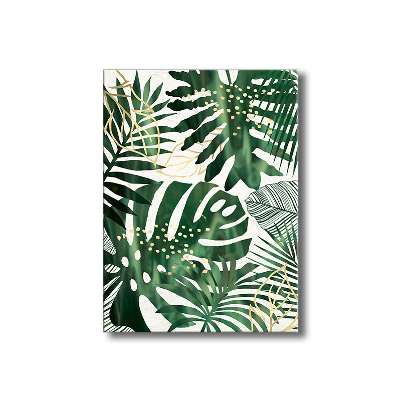 Illustrated Leaves Canvas Art Green Scandinavian Style Wall Decor for Living Room Clearhalo 'Arts' 'Canvas Art' 1782553