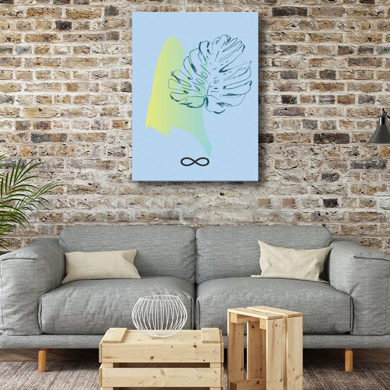 Blue Foliage Art Print Botanical Nordic Textured Wrapped Canvas for Sitting Room Clearhalo 'Arts' 'Canvas Art' 1782559