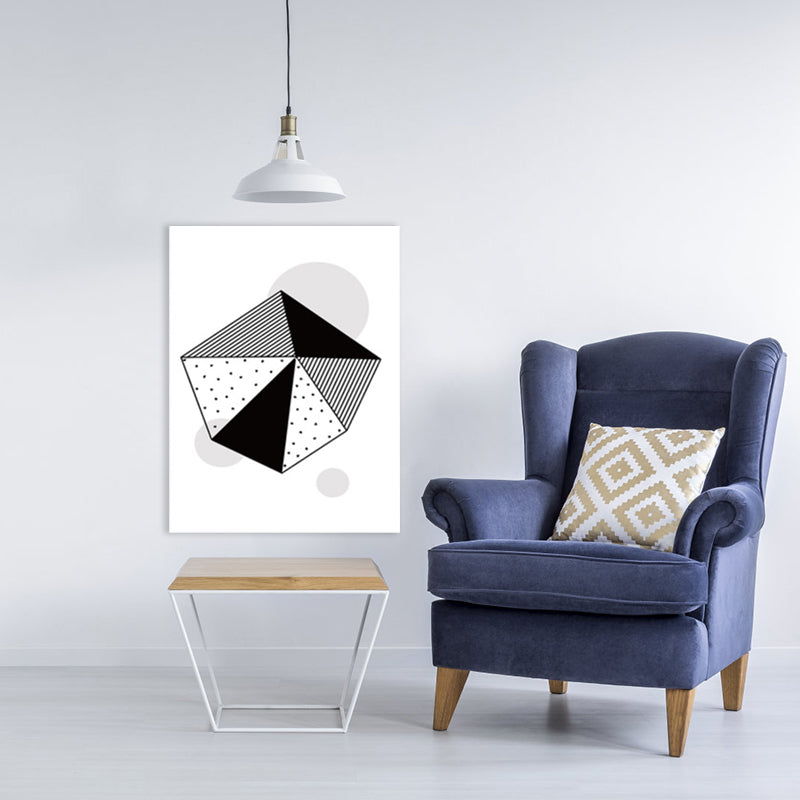 Hexagon Pattern Wall Art Decor Scandinavian Style Geometric Canvas Print in Black Clearhalo 'Arts' 'Canvas Art' 1782878