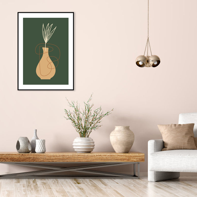 Still Life Pottery Drawing Art Print Nordic Textured Canvas in Soft Color for Home Clearhalo 'Arts' 'Canvas Art' 1782896