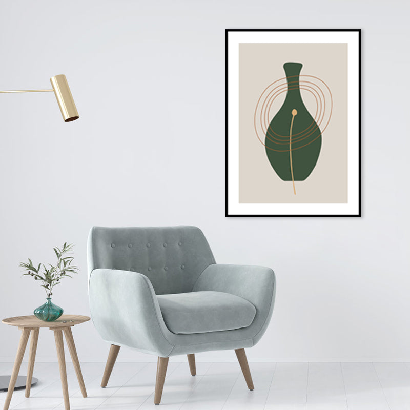 Still Life Pottery Drawing Art Print Nordic Textured Canvas in Soft Color for Home Clearhalo 'Arts' 'Canvas Art' 1782900