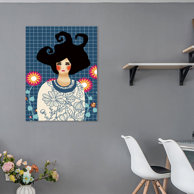 Illustration Undercover Maid Canvas Print Living Room Fashion Wall Art in Pastel Color