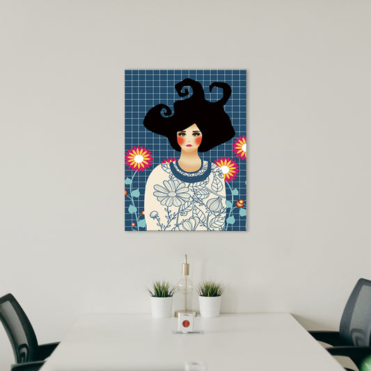 Illustratie undercover meid canvas print woonkamer mode muur kunst in pastelkleur