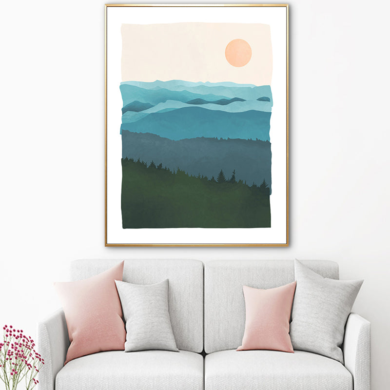 Nordic landschap berglandschap canvas pastel kleur textureerde muurkunst voor woonkamer