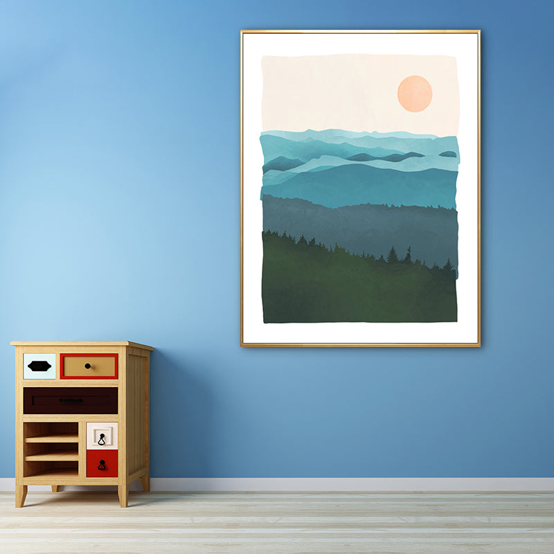 Nordic landschap berglandschap canvas pastel kleur textureerde muurkunst voor woonkamer