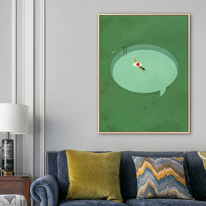 Pastel Swimming Pool Wall Art Sports Nordic Textured Canvas Print for Living Room