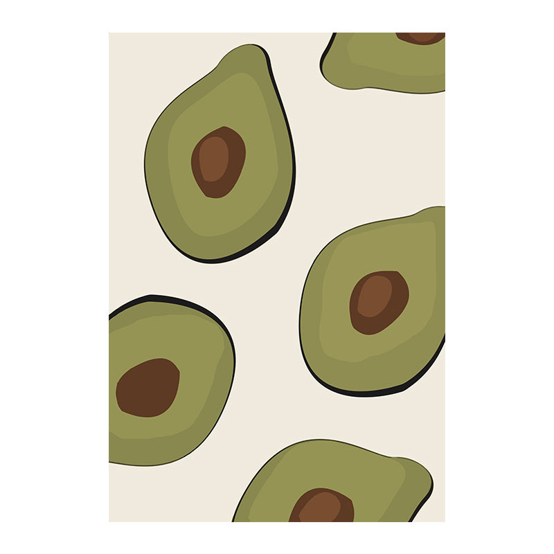 Groene illustratie Avocado canvas print fruit Noordse textureerde muurkunst voor meisjeskamer