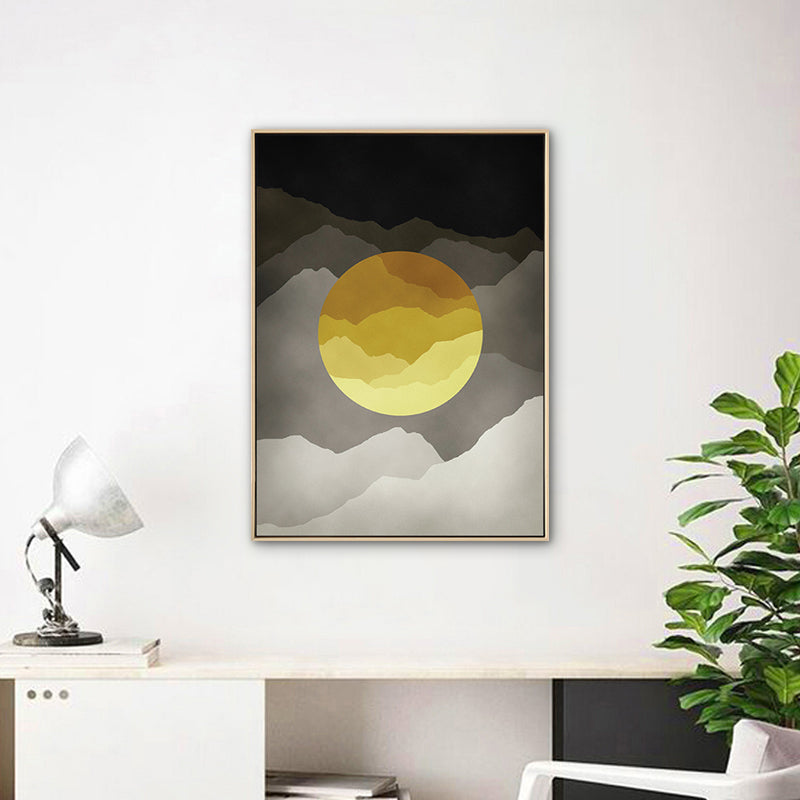 Cloudy Full Moon Night Canvas Kids Style Textured Bedroom Wall Art