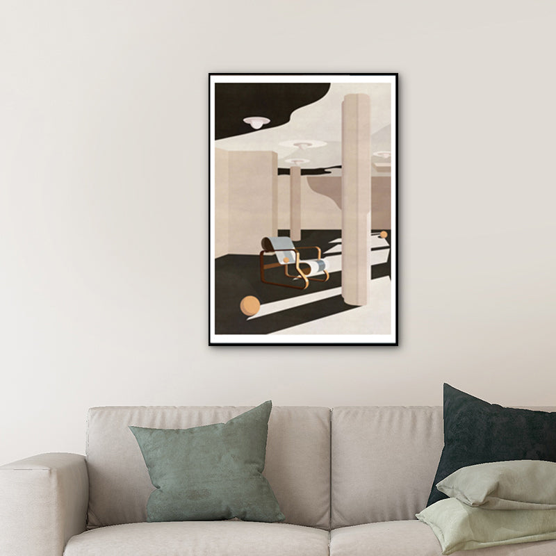 Architecture Perspective Drawing Canvas Print Dark Color Nordic Wall Art for Family Room Clearhalo 'Arts' 'Canvas Art' 1783392