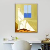 Room with Window Drawing Art Print Textured Nordic Style House Interior Canvas in Yellow Clearhalo 'Arts' 'Canvas Art' 1783414