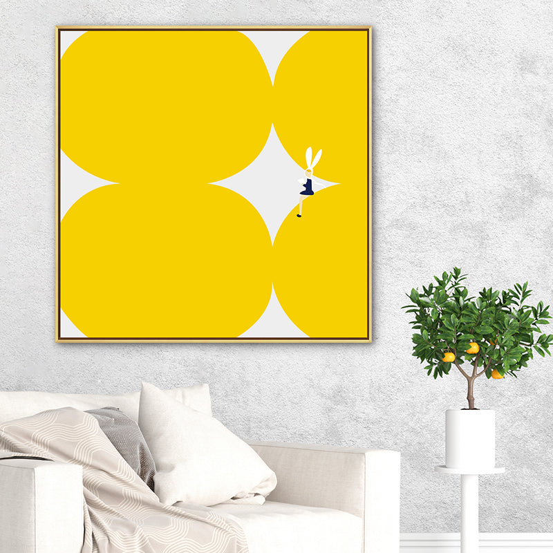 Cute Bunny Girl Canvas Wall Art Dining Room Geometry Wall Decor, Multiple Size Options Clearhalo 'Arts' 'Canvas Art' 1783432