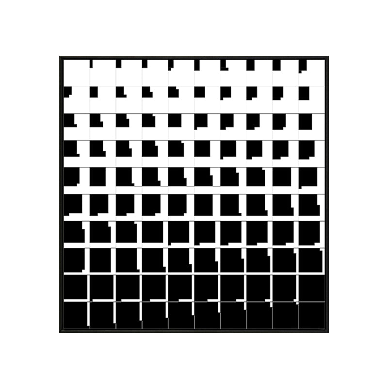 Minimalism Illustration Grids Canvas Dining Room Wall Art Decor in Black and White Clearhalo 'Arts' 'Canvas Art' 1783444