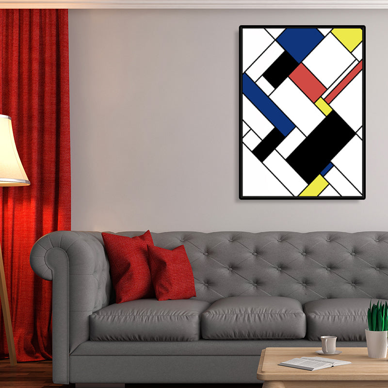 Mondrian Geometric Painting Canvas Nordic Textured Wall Art in Multi-Color for Room Clearhalo 'Arts' 'Canvas Art' 1783509