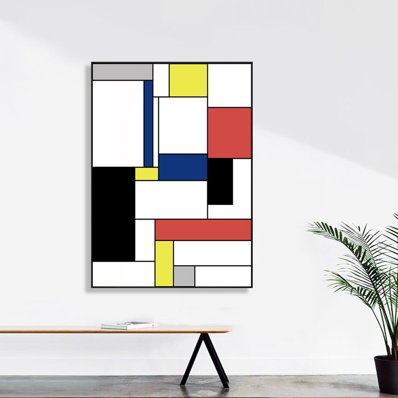 Mondrian Geometric Painting Canvas Nordic Textured Wall Art in Multi-Color for Room Red Clearhalo 'Arts' 'Canvas Art' 1783514