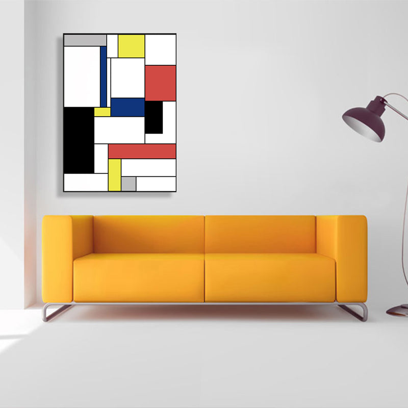 Mondrian Geometric Painting Canvas Nordic Textured Wall Art in Multi-Color for Room Clearhalo 'Arts' 'Canvas Art' 1783515