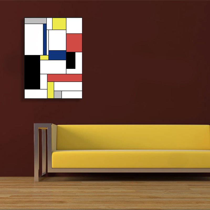 Mondrian Geometric Painting Canvas Nordic Textured Wall Art in Multi-Color for Room Clearhalo 'Arts' 'Canvas Art' 1783516