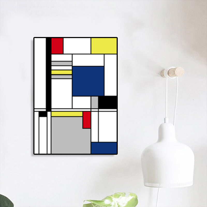 Mondrian Geometric Painting Canvas Nordic Textured Wall Art in Multi-Color for Room Blue Clearhalo 'Arts' 'Canvas Art' 1783518