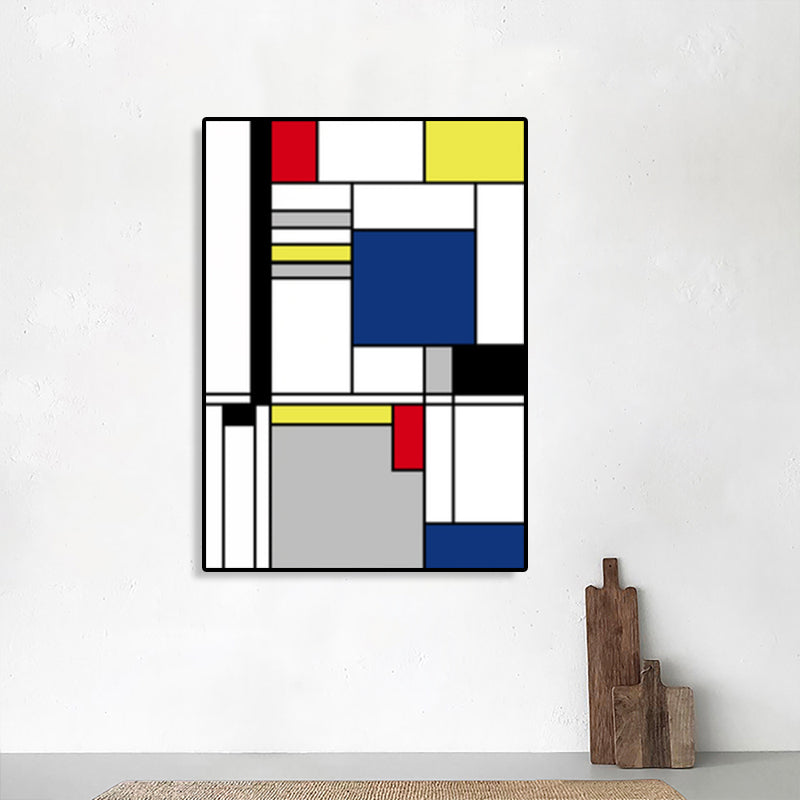 Mondrian Geometric Painting Canvas Nordic Textured Wall Art in Multi-Color for Room Clearhalo 'Arts' 'Canvas Art' 1783519