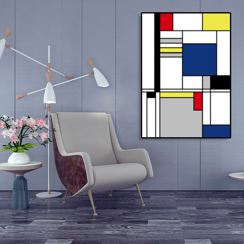 Mondrian Geometric Painting Canvas Nordic Textured Wall Art in Multi-Color for Room Clearhalo 'Arts' 'Canvas Art' 1783520