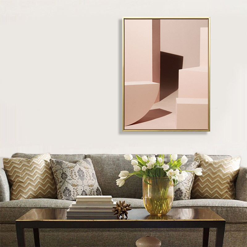 Brown 3D Geometric Shapes Canvas Textured Art Print for Living Room, Multiple Sizes Clearhalo 'Arts' 'Canvas Art' 1783542