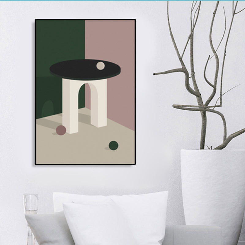 Still Life Geometric Drawing Canvas Nordic Textured Wall Art Print in Dark Color Green Clearhalo 'Arts' 'Canvas Art' 1783621