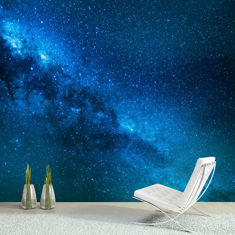 Big Modern Art Wallpaper Mural Blue Distant Parts of Galaxy Wall Covering, Custom Size Blue Clearhalo 'Wall Decor' 'Wall Mural' 1783889