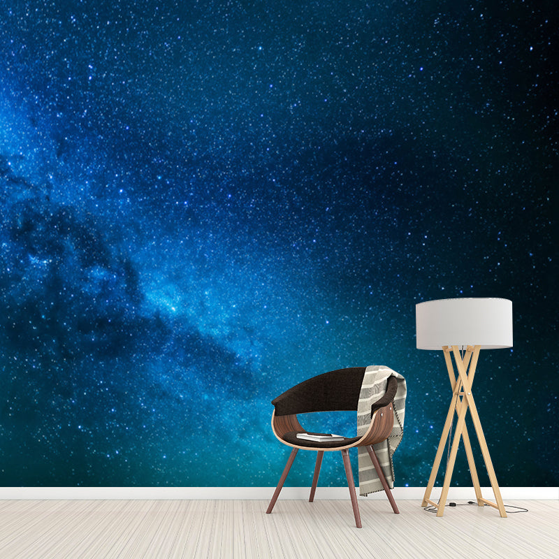 Big Modern Art Wallpaper Mural Blue Distant Parts of Galaxy Wall Covering, Custom Size Clearhalo 'Wall Decor' 'Wall Mural' 1783890