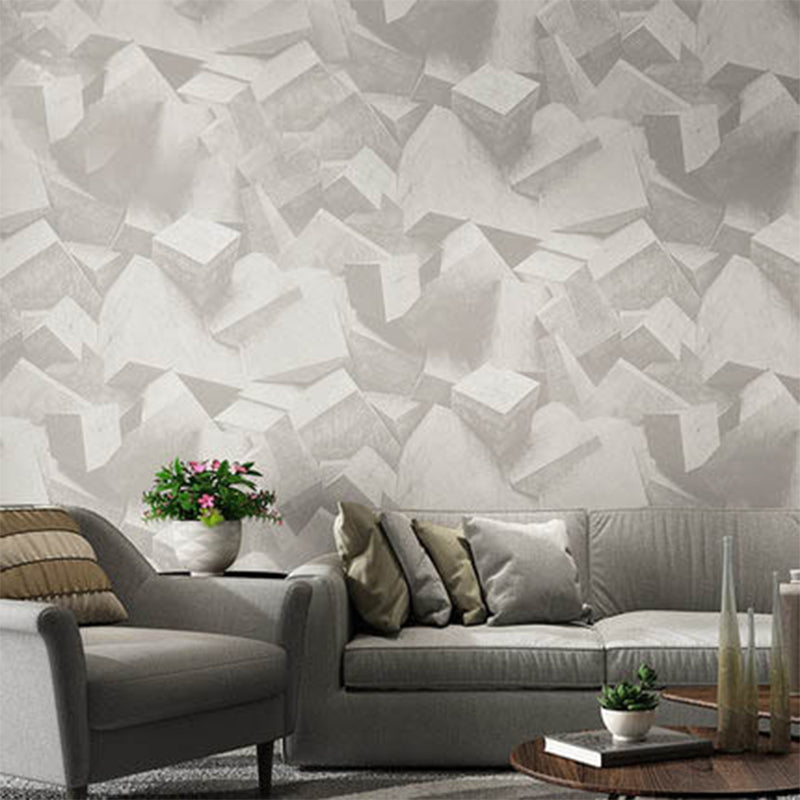 Modern Art 3D Print Cube Non-Pasted Wallpaper, 20.5-inch x 33-foot White-Gray Clearhalo 'Wall Decor' 'Wallpaper' 1783947