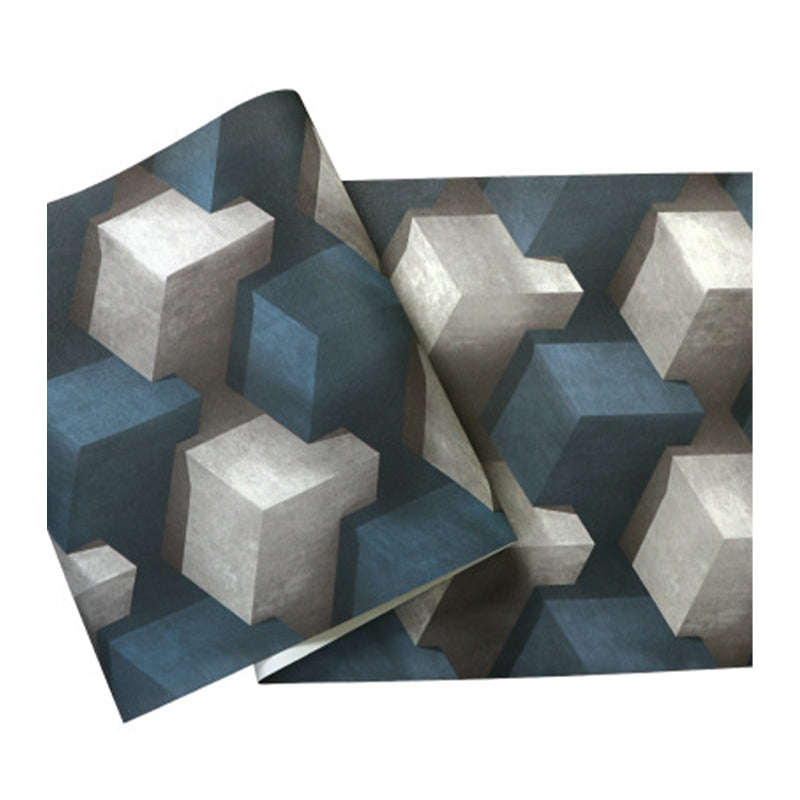 Modern Vinyl Decorative 3D Print Cube Wallpaper, 33' x 20.5" Clearhalo 'Wall Decor' 'Wallpaper' 1784097