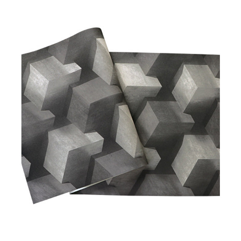 Modern Vinyl Decorative 3D Print Cube Wallpaper, 33' x 20.5" Clearhalo 'Wall Decor' 'Wallpaper' 1784099