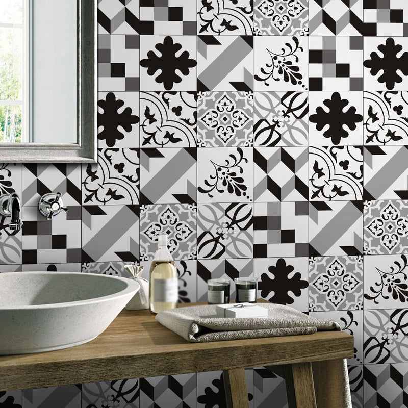 Juego de panel de papel tapiz de mosaico de mosaico de mármol decoración de pared  PVC contemporánea para baño, palo - Clearhalo